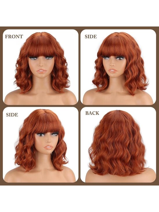 Women\'s Orange Wavy Heat-Resistant Synthetic Short Curly Ginger Wig main image 6